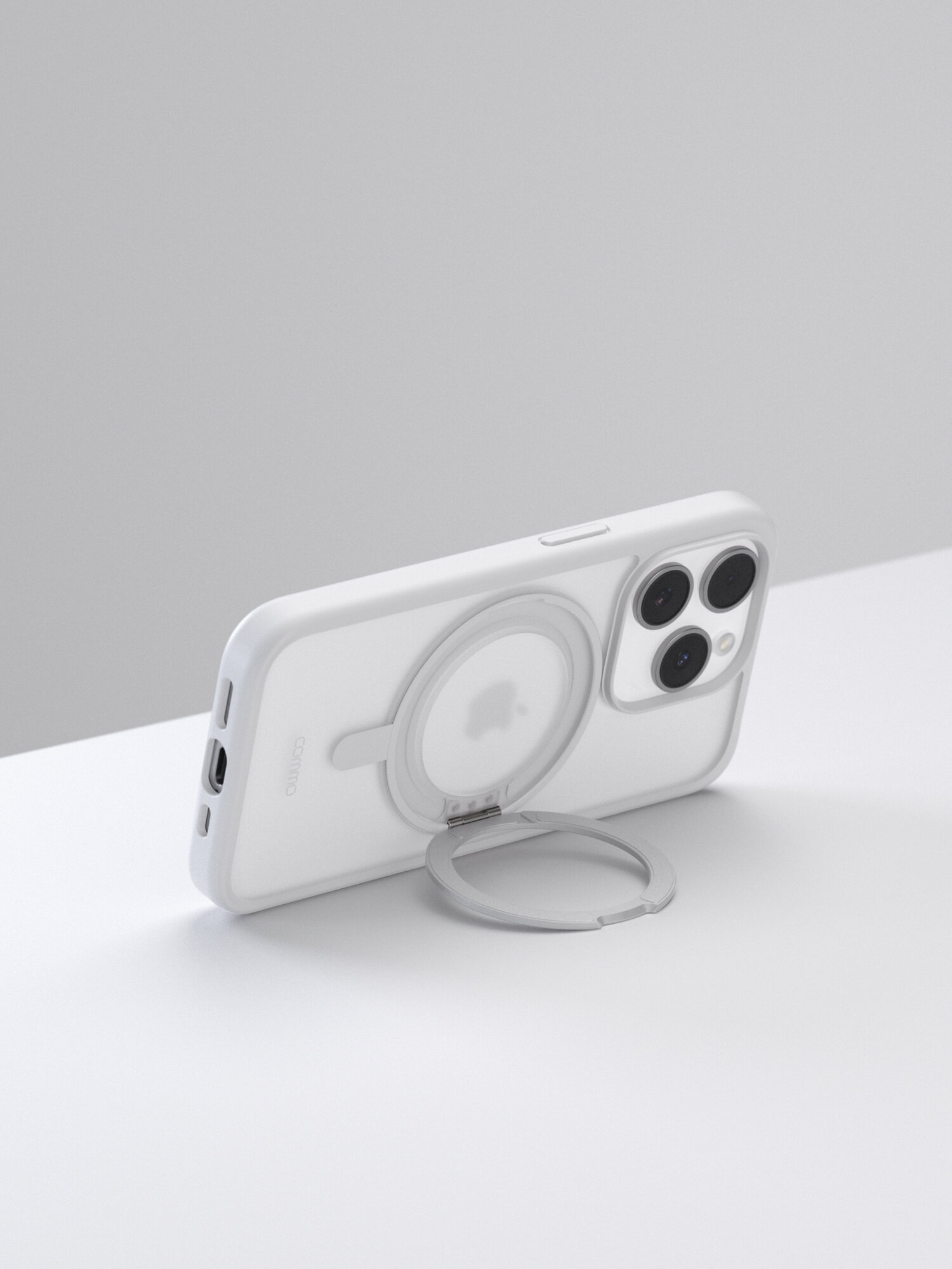 Чехол COMMO Hoop, для Apple iPhone 15 Pro, с держателем-кольцом, Белый — фото 1