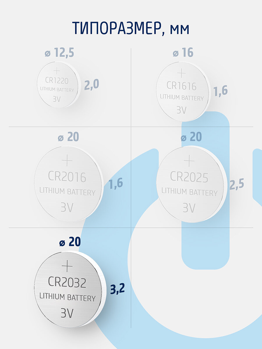 Батарейка фотон CR2032 BP3, 3 штуки в блистере + кейс для хранения — фото 1
