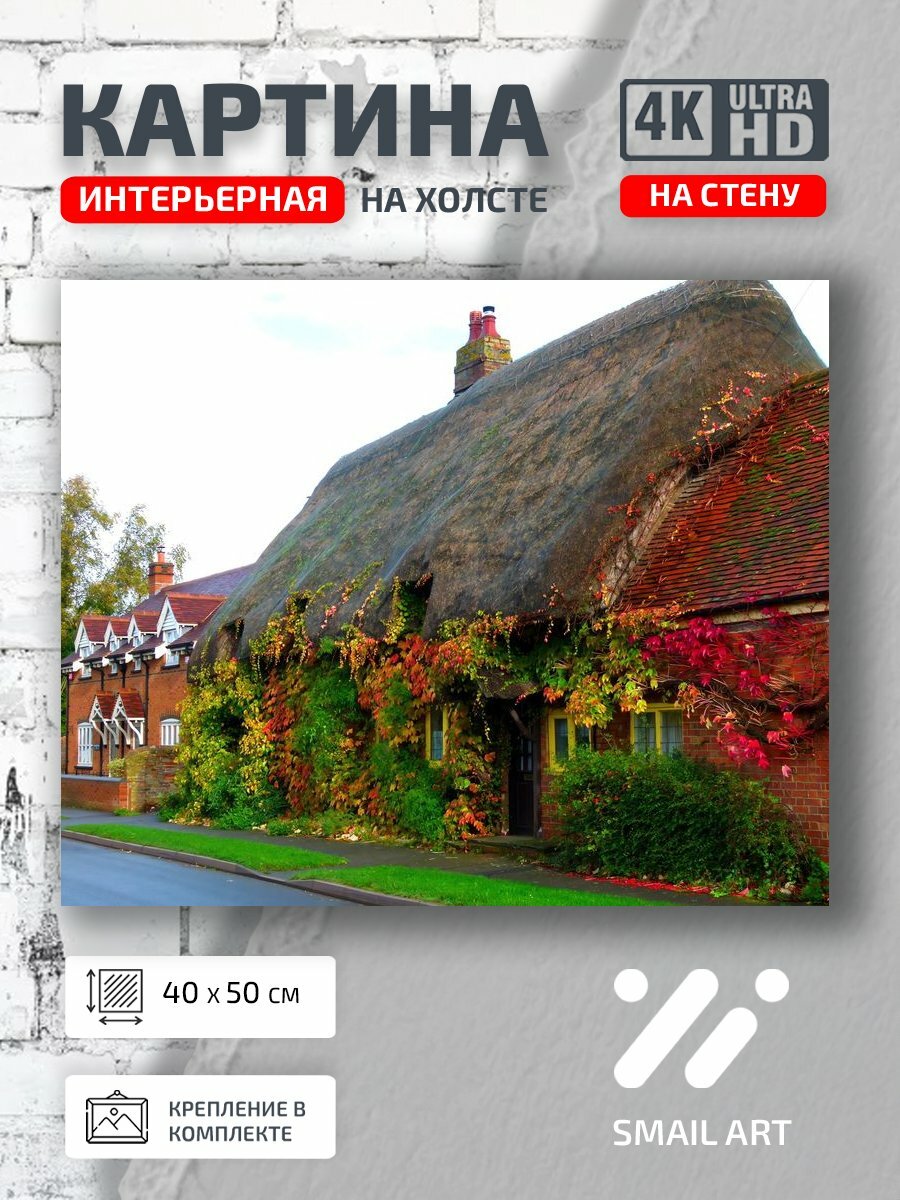Картина на холсте интерьерная 40 на 50 на стену Коттедж City для гостиной урбанистика декор