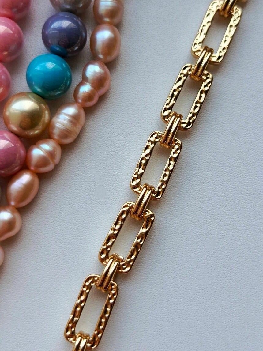 Цепь для рукоделия прямоугольная. 0.5 м. Латунь, позолота. Корейская фурнитура для бижутерии, украшений