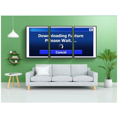 фото Набор модулных постеров для интерьера "здесь и сейчас, таблетка, синий" 60x90 см. в тубусе, без рамки lotsprints