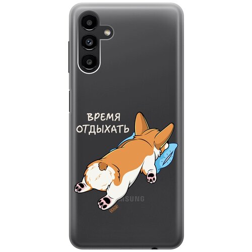 Силиконовый чехол на Samsung Galaxy A13 5G, Самсунг А13 с 3D принтом Relax for corgi прозрачный силиконовый чехол на samsung galaxy a13 5g самсунг а13 silky touch premium с принтом relax for corgi сиреневый