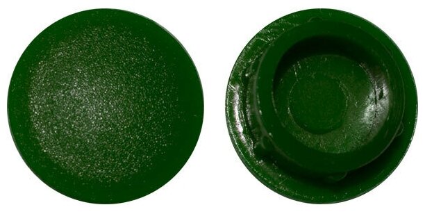 Пластиковая заглушка под отверстие диаметром 12 мм зеленого цвета с диаметром шляпки 15 мм (30шт)