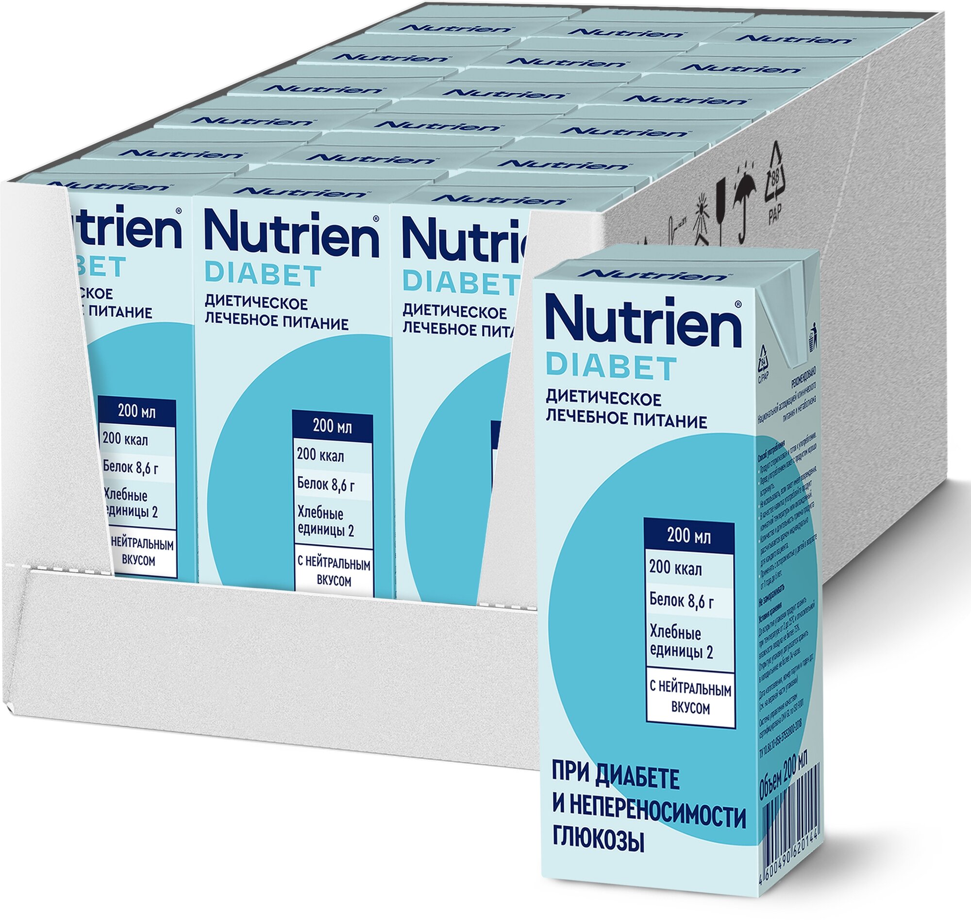 Nutrien Диабет стерилизованный, готовое к употреблению, 200 мл, нейтральный, 18 шт.