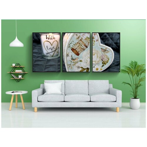 фото Набор модулных постеров для интерьера "сердце, серый, церемония" 60x90 см. в тубусе, без рамки lotsprints