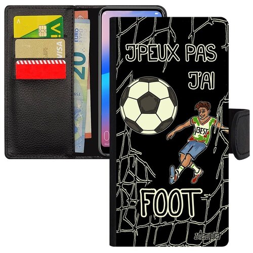 фото Дизайнерский чехол-книжка на // huawei p30 lite // "не могу - у меня футбол!" игра юмор, utaupia, черный