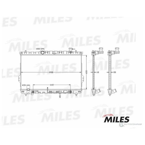 Радиатор hyundai santa fe 2.0-3.5 a/t 01-06, miles, acrb038