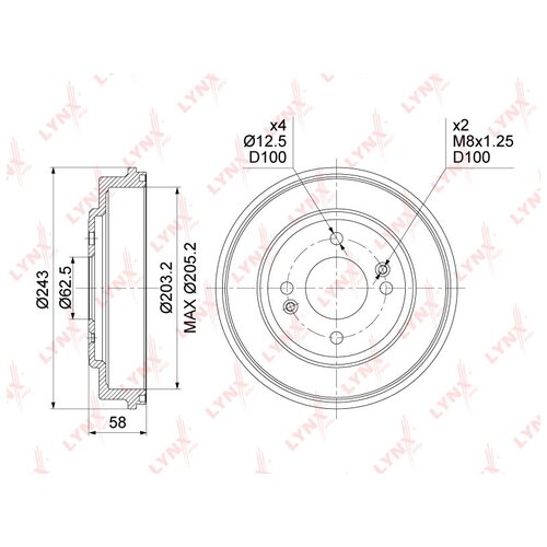 LYNXAUTO BM1072 Барабан тормозной | зад |
