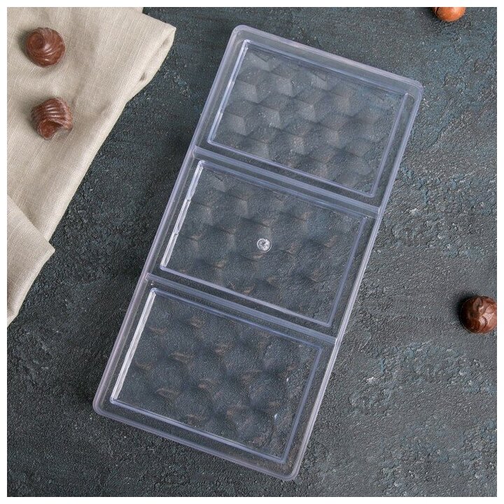 Форма для шоколада 3 ячейки "Плитка шоколада" 33x16,5x2,5 см 4488599 - фотография № 2