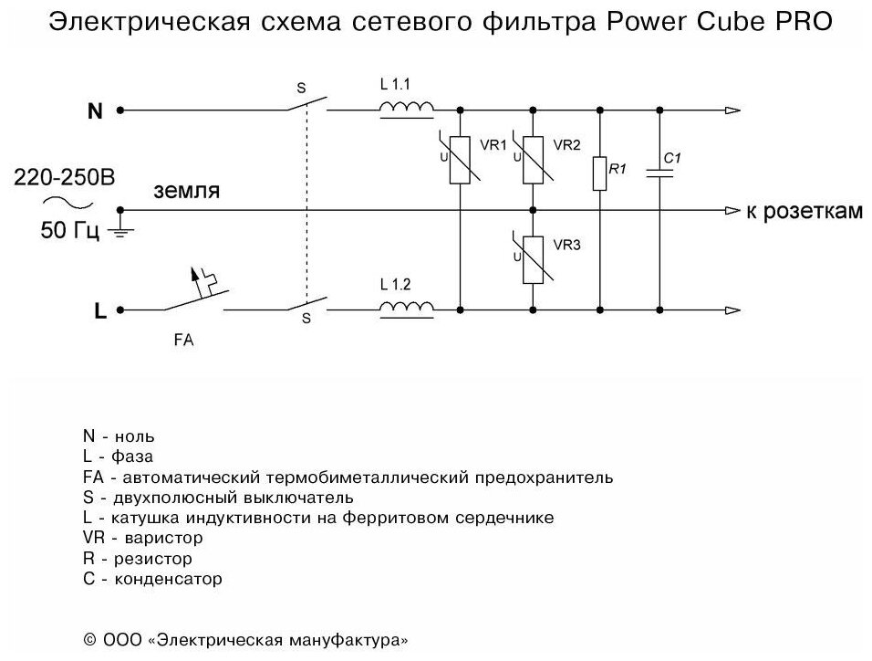 Сетевой фильтр Power Cube Powercube SPL(5+1)-16B-P 1.9м (6 розеток) белый (коробка)