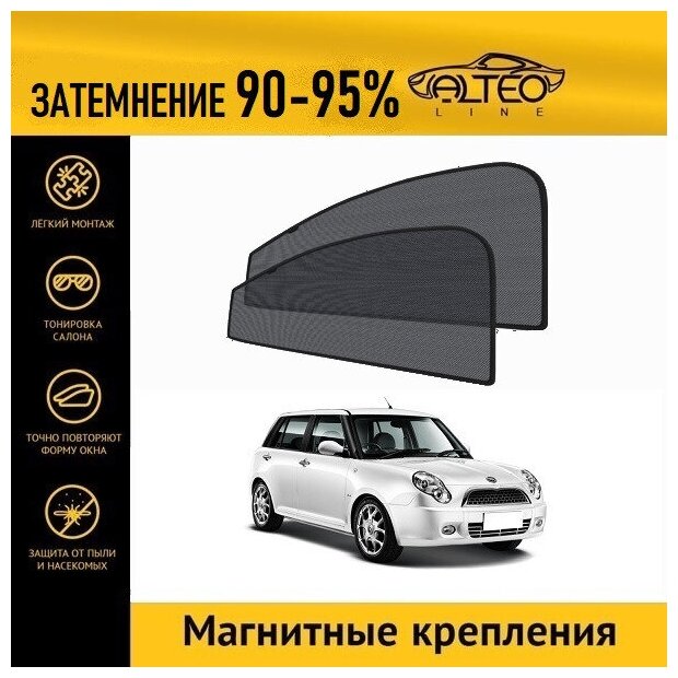 Каркасные автошторки ALTEO PREMIUM на Lifan Smily 1 (320) (2008-2016) хэтчбек 5D на передние двери на магнитах с затемнением 90-95%