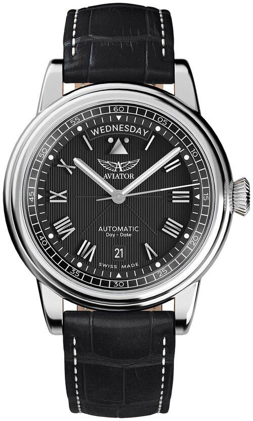 Наручные часы Aviator Aviator V.3.35.0.274.4, черный, серебряный