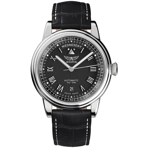 Наручные часы Aviator Aviator V.3.35.0.274.4, черный, серебряный наручные часы aviator aviator v 3 18 0 191 4 серебряный синий