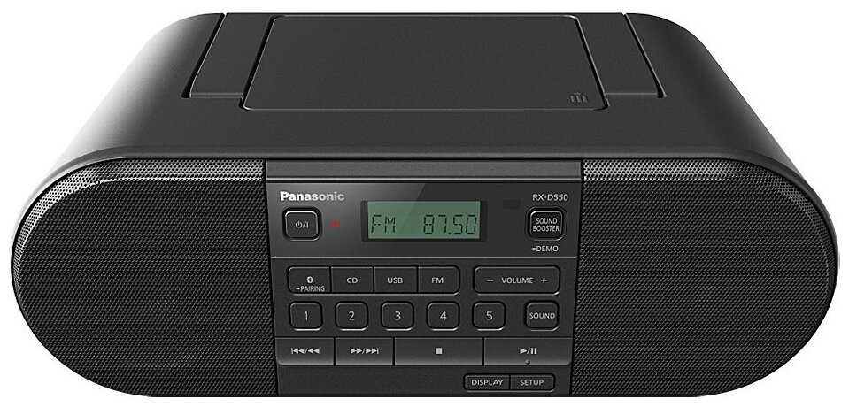 Аудиомагнитола Panasonic RX-D550E-K черный 20Вт CD CDRW MP3 FM(dig) USB BT