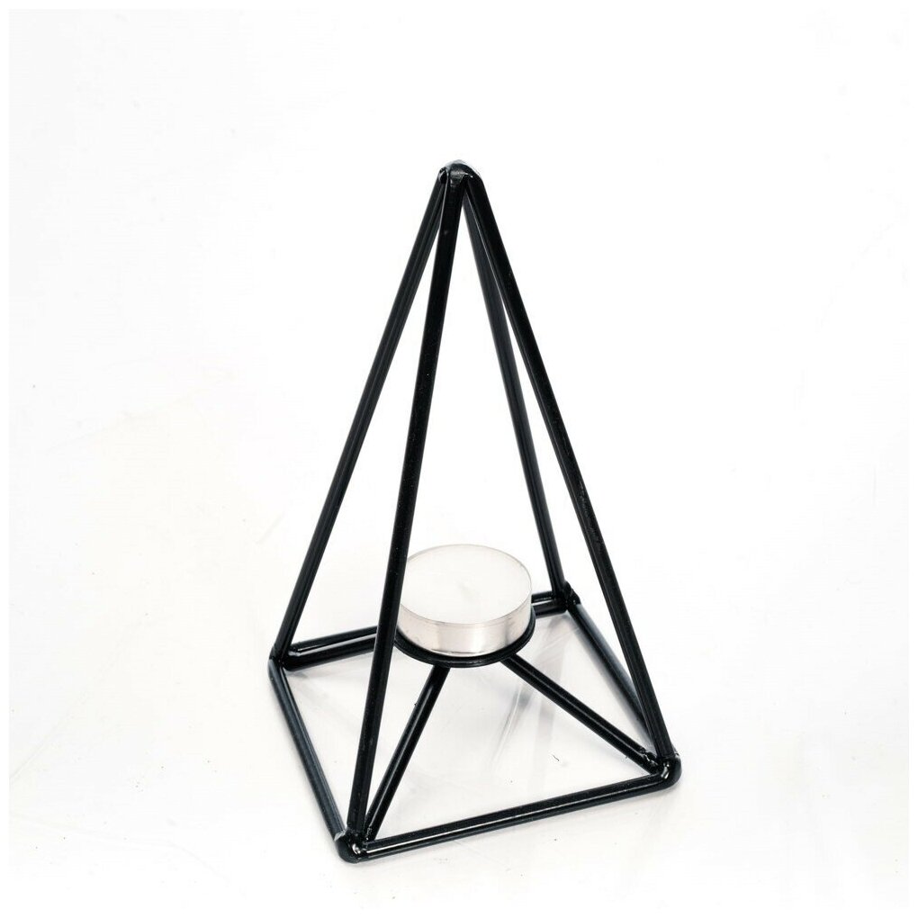 Подсвечник HiTSAD, металлический чёрный на одну свечу Пирамида, декор для интерьера Loft 607-50-B - фотография № 7