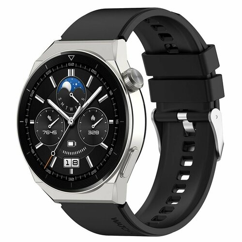 Силиконовый ремешок 22 мм для Huawei Watch GT 3 Pro 46мм/GT 2 46мм Pro/GT 2 46мм - черный 20mm 22mm official style leather strap for huawei watch gt 2 pro 46mm watchband for huawei watch 3 3 pro smart sports wristband