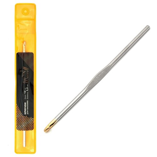 фото Крючки для вязания maxwell односторонние с золотой головкой maxw.7306, никель 3,5мм, 12 см
