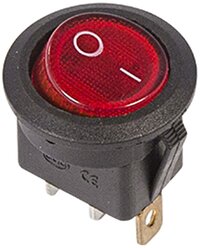 Выключатель клавишный круглый 250V 6А (3с) ON-OFF красный с подсветкой (RWB-214, SC-214, MIRS-101-8) REXANT