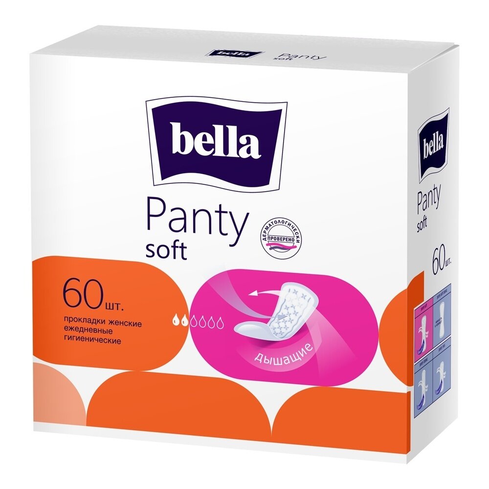 Прокладки женские гигиенические BELLA ежедневные, PANTY Panty Soft, 60 шт/уп