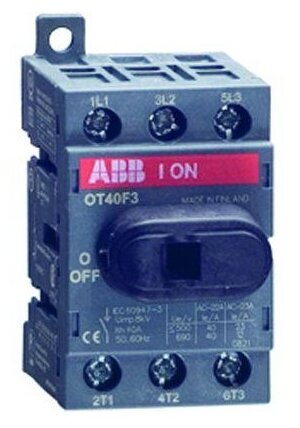 Рубильник OT16F3 до 16А 3х-полюсный для установки на DIN-рейку или монтажную плату (с резерв. ручкой), ABB 1SCA104811R1001 (1 шт.)