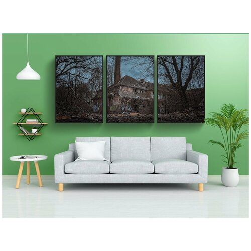 фото Набор модулных постеров для интерьера "потерянное место, дома, заброшенный" 60x90 см. в тубусе, без рамки lotsprints