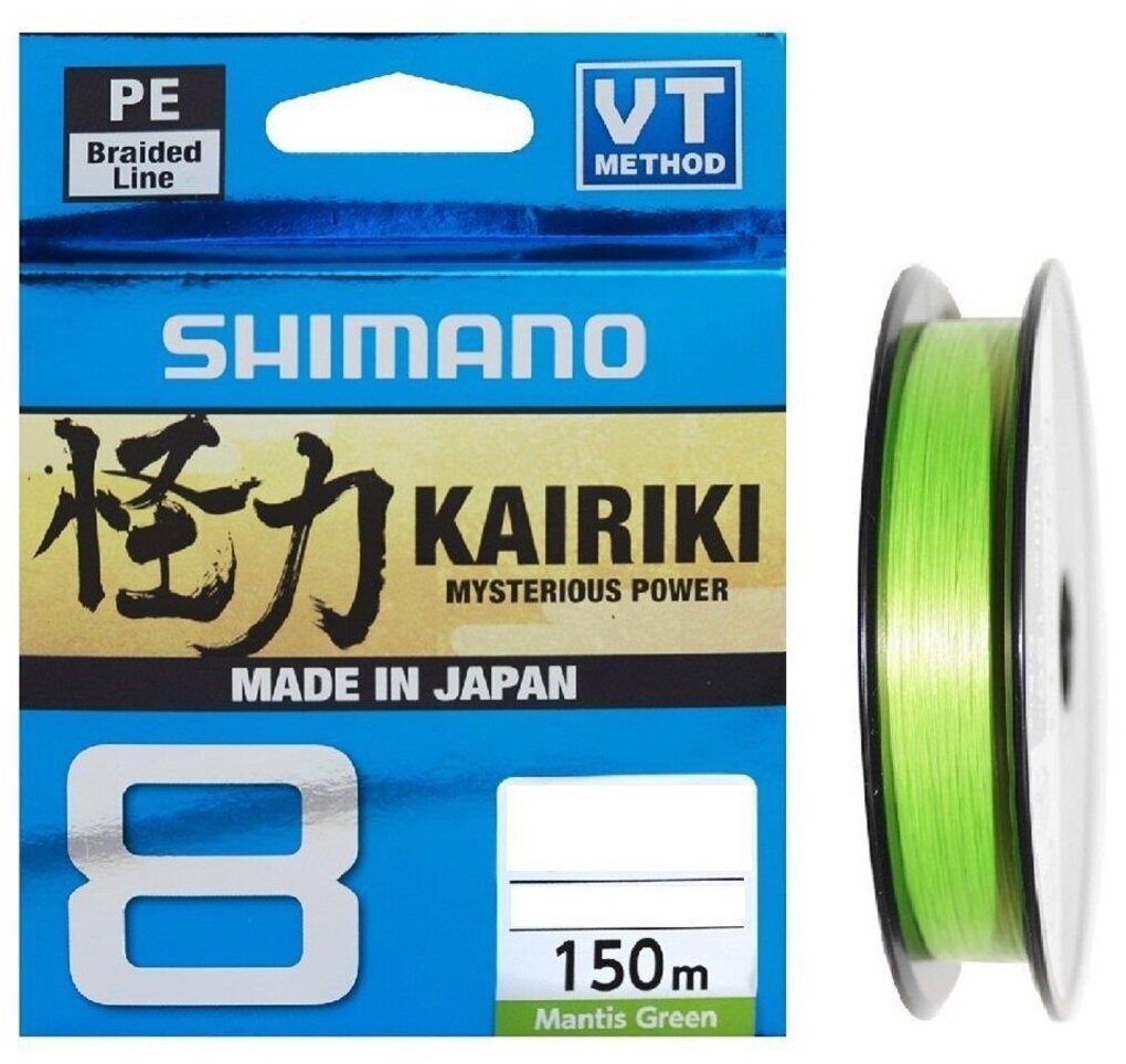 Леска SHIMANO Kairiki 8 PE, плетеная, 0.19мм, 150м, 12кг, зеленый [59wpla58r04] - фото №1