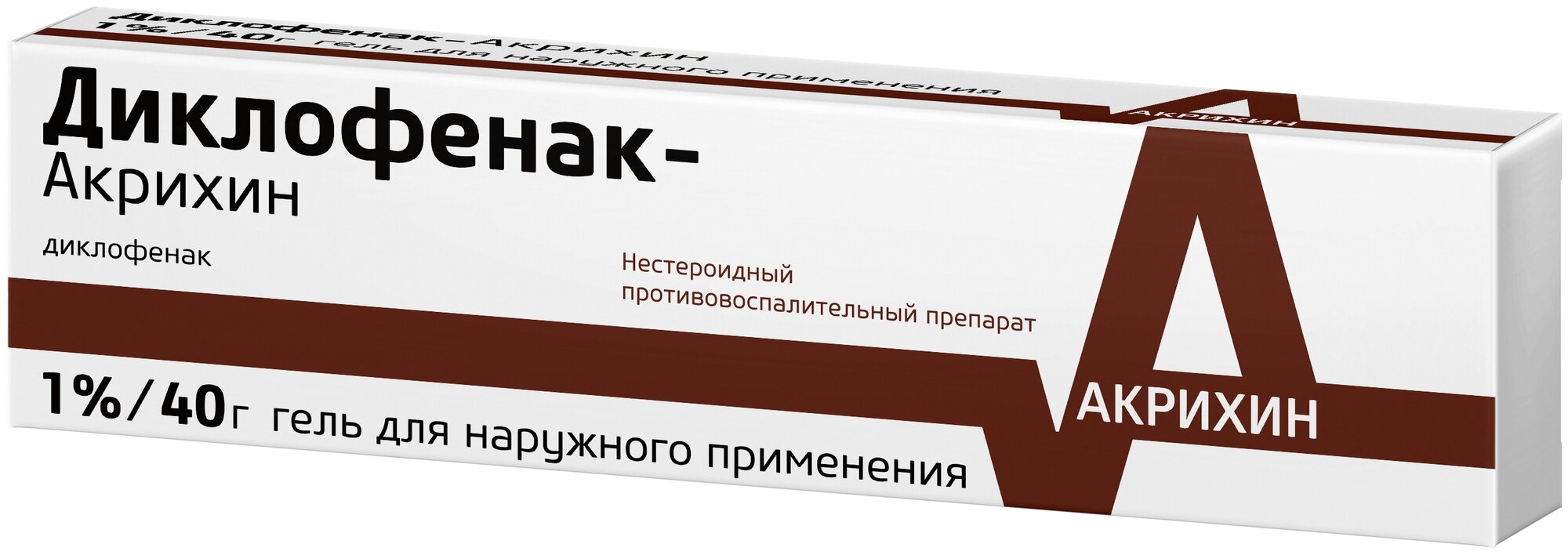 Диклофенак-Акрихин гель д/нар. прим., 1%, 40 г, 1 шт.