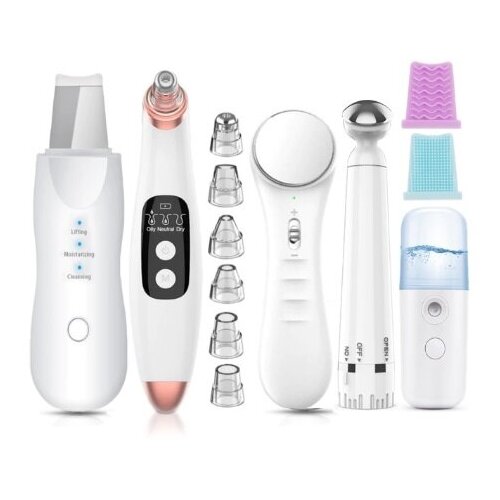 Набор 5 в 1 Tolaccea Ультразвуковой скребок для кожиПрибор удаления черных точекМассажер для лица вибрационныйнано-спреймассажер вокруг глаз 260100₽