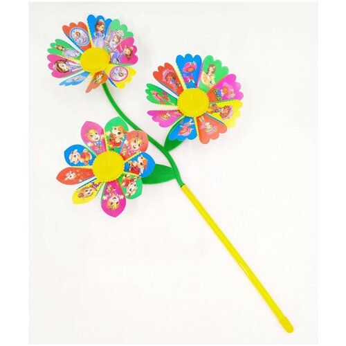 Вертушок, Ветерок детский на палочке, 6 лепестков, игрушка детская, цвета Микс, 45см