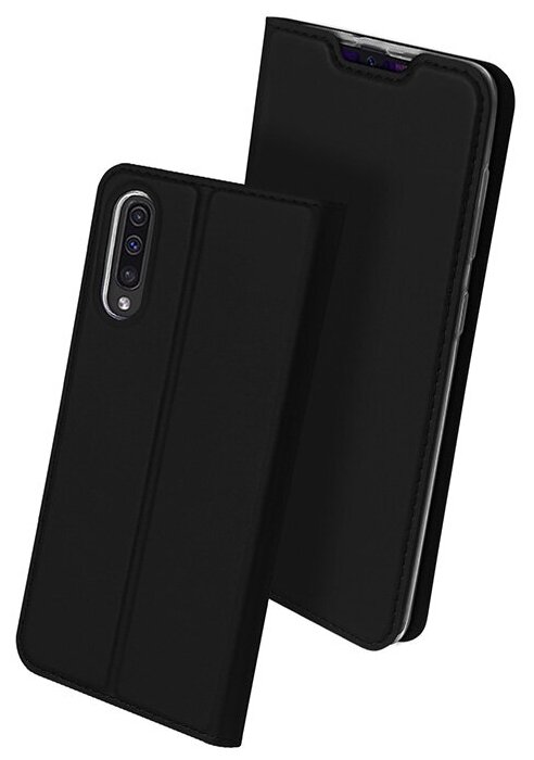 Чехол-книжка MyPads для Samsung Galaxy A10 SM-A105F (2019) водоотталкивающий с мульти-подставкой на жёсткой металлической основе черный