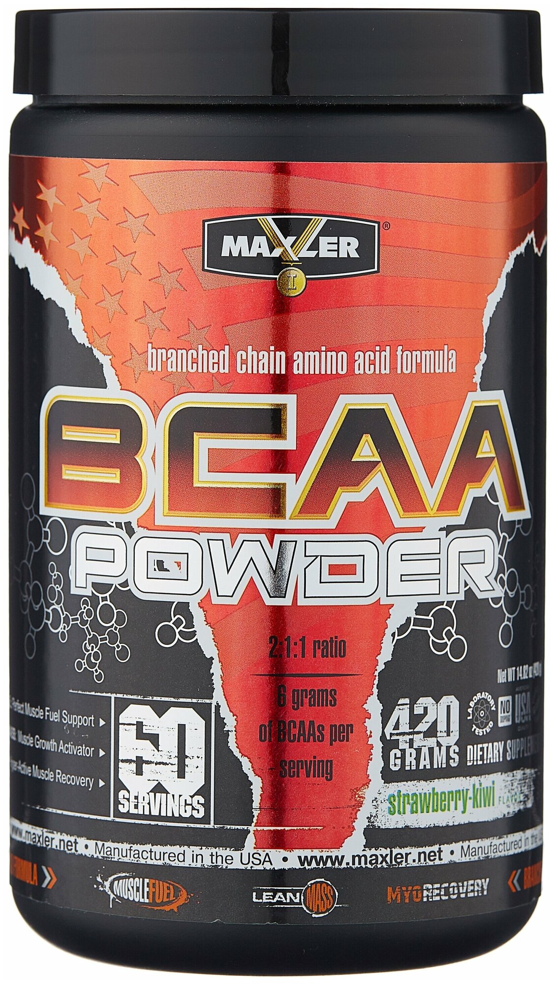 Maxler BCAA Powder 2:1:1 Sugar Free, 420 g (клубника киви)