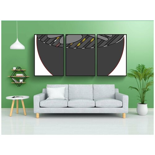 фото Набор модулных постеров для интерьера "барбекю, гриль, древесный уголь" 60x90 см. в тубусе, без рамки lotsprints