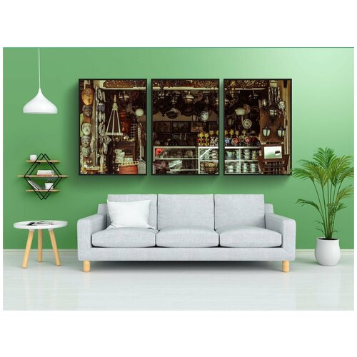 фото Набор модулных постеров для интерьера "базар, магазин на углу, антиквариат" 60x90 см. в тубусе, без рамки lotsprints