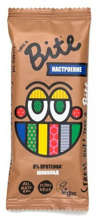 BITE Батончик Шоколад (Настроение) Фруктово-Ореховый 45гр.