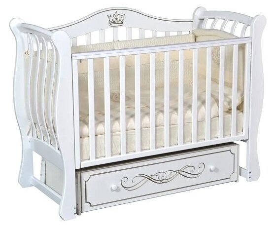 Кровать детская LUIZA 33 (Луиза)универсальный маятник, ящик, съемная автостенка ,цвет Белый