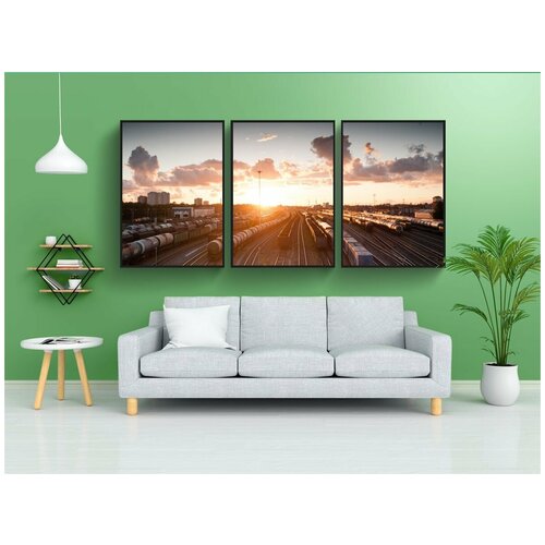 фото Набор модулных постеров для интерьера "тренироваться, заход солнца, треки" 60x90 см. в тубусе, без рамки lotsprints