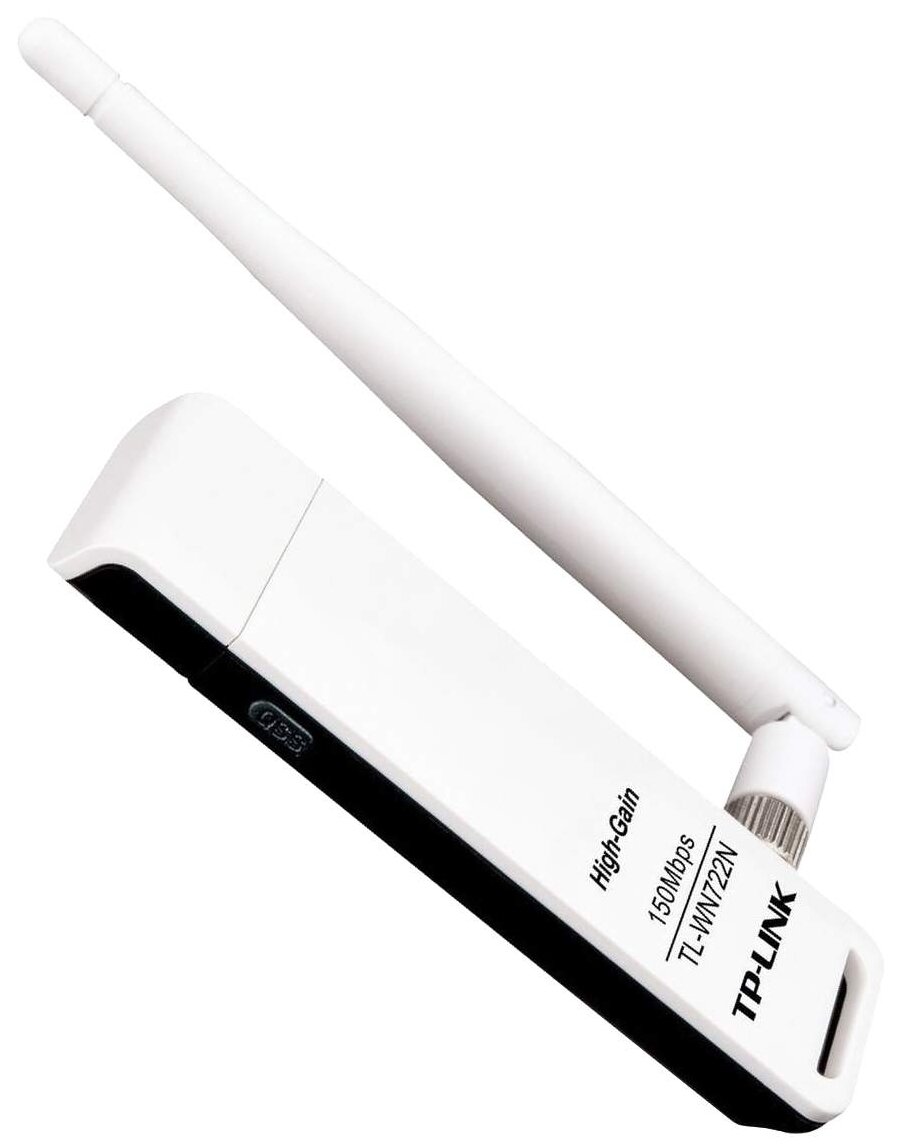 Адаптер Wi-Fi TP-Link TL-WN722N, USB 2.0, 802.11b/g/n до 150 Мбит/с, Белый