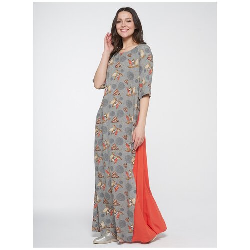 Платье женское 201-3601 (Ш55/Ш43 оливковый-цветы/апельсиновая корочка, 46)