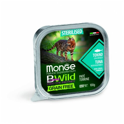 Monge Cat BWild Grain Free влажный корм для стерилизованных кошек из тунца с овощами - 100 г