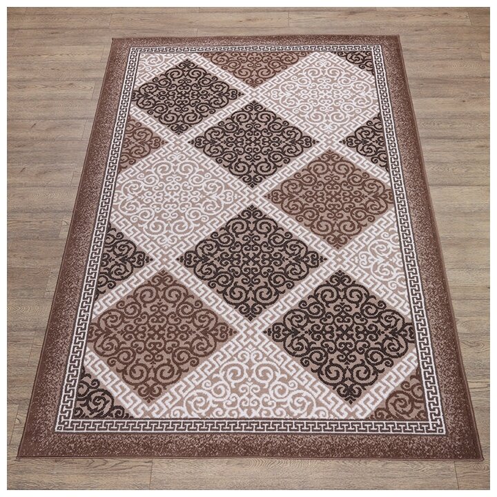 Ковер на пол 15857 Cream-Brown 120 x 170 см; ковер комнатный; ковер в спальню; ковер в детскую; ковер в гостиную; ковер интерьерный;