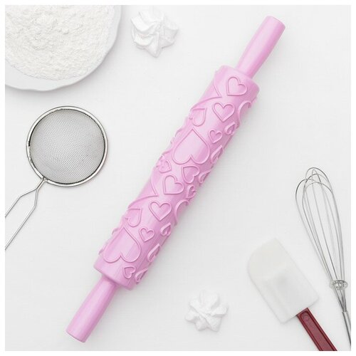 Скалка кондитерская Сердца 395 см фактурная В упаковке 1 510₽