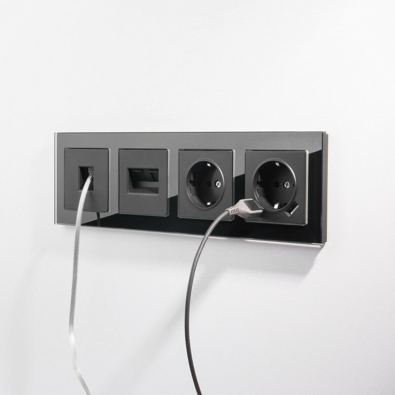 Розетка компьютерная встраиваемая Werkel RJ45, цвет черный - фото №2