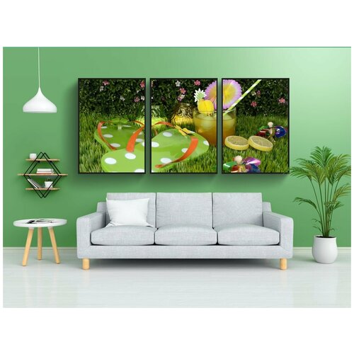 фото Набор модулных постеров для интерьера "садовая вечеринка, напиток, чайные огни" 60x90 см. в тубусе, без рамки lotsprints