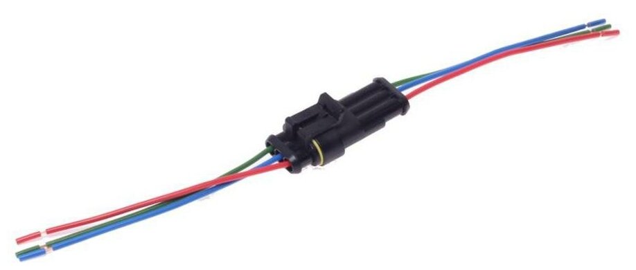 фото Разъем соединительный 1.5мм 3-клеммный (м+п) герметичный с проводом в сборе аэнк 7031-10/20СБ