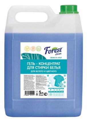 Гель для стирки Forest Clean Свежесть Альп, 5 кг, 5 л, универсальное, для хлопковых тканей