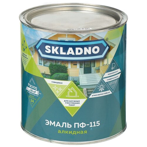 Эмаль Skladno, ПФ-115, алкидная, бирюза, 2.6 кг эмаль skladno пф 115 алкидная бирюза 2 6 кг