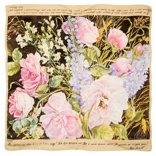 фото Платок "букет" 120 см х 120см шелк gourji