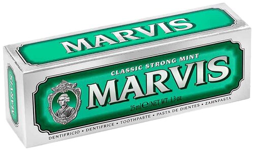 Зубная паста Marvis Classic Strong Mint, 25 мл, 75 г, белый-зеленый