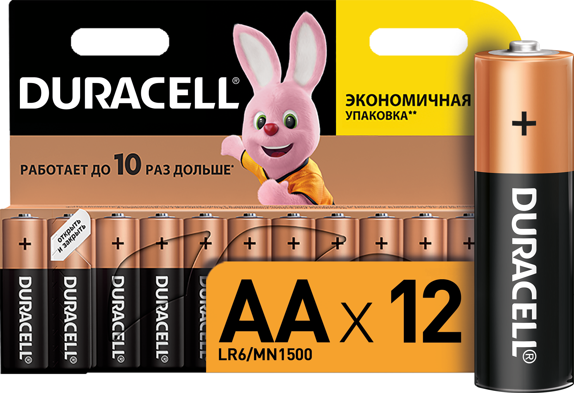 Батарейки Duracell тип АA щелочные (алкалиновые) 15В 12шт (пальчиковые)