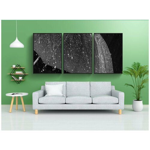 фото Набор модулных постеров для интерьера "дождь, зонтик, защита" 60x90 см. в тубусе, без рамки lotsprints